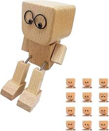 KLINNA Wackelnde Holzfigur mit 12 Austauschbaren