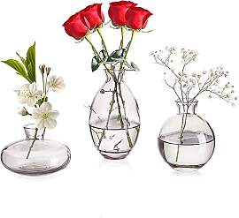 KMERCE Vasen 3er-Set Kleine Blumenvasen Modern aus 