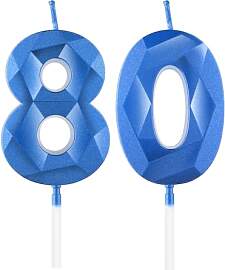 Königsblaue Kerzen zum 80th Geburtstag, 3D blaue