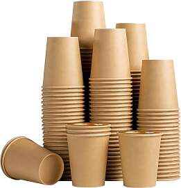 Kokoie 50 Stück Einweg-Kraftpapierbecher, 9oz