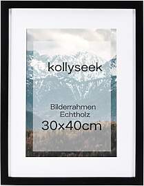 kollyseek Bilderrahmen 30x40cm Schwarz Echtholz