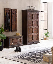 Kolonial Dielen Set Schuhschrank Garderobe