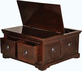 Kolonial Möbel Truhe Couchtisch 90x47x90cm