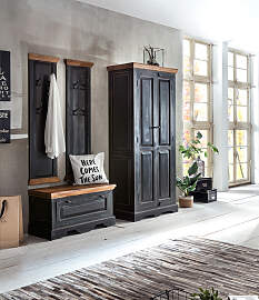 Kolonialmöbel Massivholz Dielen-Set Schuhschrank