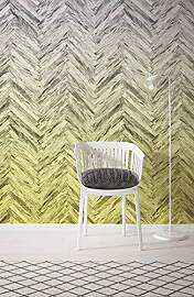 Komar Vlies Fototapete HERRINGBONE YELLOW, 400 x