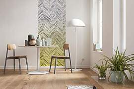 Komar Vlies Fototapete HERRINGBONE YELLOW PANEL,