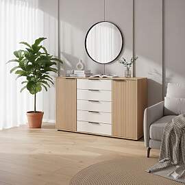 Kombi-Kommode Solya Eiche teilmassiv