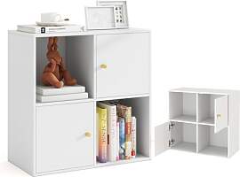 KOMFOTTEU 3 Ebenen Bücherregal mit 4 Fächern,