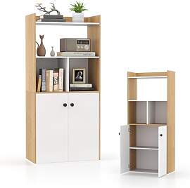 KOMFOTTEU Bücherregal aus Holz mit Türen,