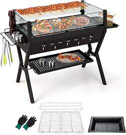 KOMFOTTEU Holzkohlegrill Edelstahl, Campinggrill