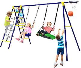 KOMFOTTEU Kinderschaukel Set, 5 in 1 Spielgerüst
