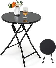 KOMFOTTEU Klappbarer Gartentisch, runder