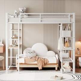 KOMHTOM Metall Hochbett mit Leiter Juniorbett