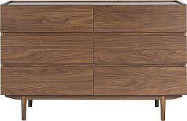 Kommode mit 6 Schubladen aus dunklem Holz B120 cm