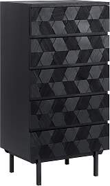 Kommode Roma Schwarz MDF/Echtholz