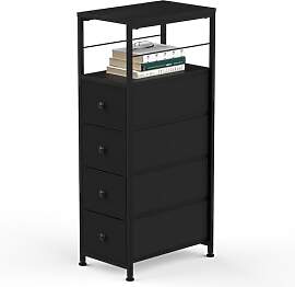 Kommode Schmal Schrank mit 4 Stoffschubladen,