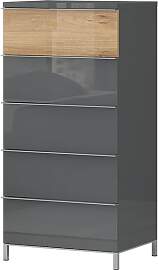 Kommode Vaitele 15, Farbe: Anthrazit Hochglanz /