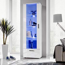 Komodee, Vitrine Schrank Alessandria, Weiß/Weiß, 