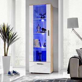 Komodee, Vitrine Schrank Alessandria, Wotan/Weiß, 