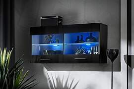 Komodee, Vitrine Schrank Savona, Schwarz/Schwarz,