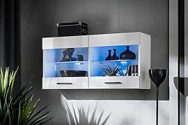 Komodee, Vitrine Schrank Savona, Weiß/Weiß,
