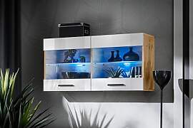 Komodee, Vitrine Schrank Savona, Weiß/Wotan,