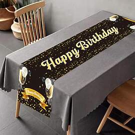 Komoke Tischläufer Geburtstag Schwarz Gold –
