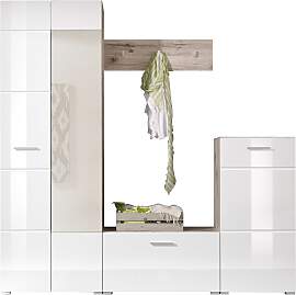 Kompaktgarderobe HBZ "SIXX Weiß Hochglanz,