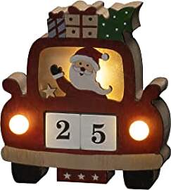 Konstsmide LED Holzsilhouette Santa im Auto mit