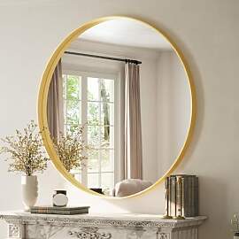 Koonmi Luxuriöse Spiegel Rund 120 cm, Gold Tiefer 