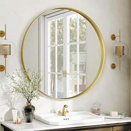Koonmi Luxuriöse Spiegel Rund 76 cm, Gold Tiefer