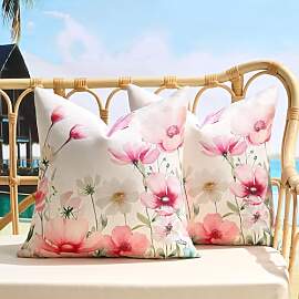 Kopfkissenbezug 40x40 Outdoor mit Rosa Blumen, 2