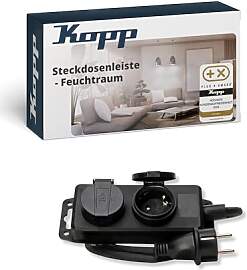 Kopp 2-Fach Feuchtraum-Steckdosenleiste in Schwarz 