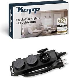 Kopp 3-Fach Feuchtraum-Steckdosenleiste in Schwarz 