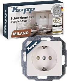 Kopp MILANO Schutzkontaktsteckdose in Weiß -