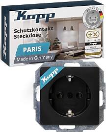 Kopp PARIS Schutzkontaktsteckdose in Matt-Schwarz
