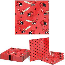 Kotkiddy 20 Stück Marienkäfer Papier Servietten