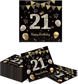 Kotkiddy 40 STK 21 Geburtstag Servietten 33cm