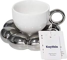 Koythin Keramik Kaffeebecher mit Untertasse,