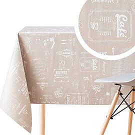 KP HOME Abwischbare Tischdecke mit Beige Weiß