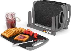 KPYTO Frühstücksbrettchen 4-er Set mit Ständer