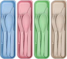 KQDRAVINE 4 Plastik Besteck Set, Mehrweg