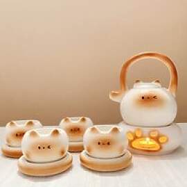 Kreative siamesische Katze Keramik Kaffee Tee-Set