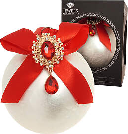 Krebs Glas Lauscha - Christbaumkugel in Weiß - Ø 