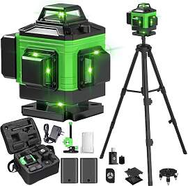 Kreuzlinienlaser mit Stativ, 4x360 Grad Grün