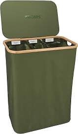 KROMS Wäschekorb mit Deckel 160L - Olivgrün -