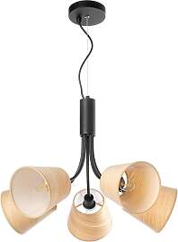 Kronleuchter Asia Schwarz/Eiche max. 6 Watt