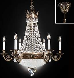 Kronleuchter EMPIRE CRYSTAL, 12-flammig, altpatina