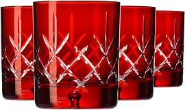 KROSNO Saga Rote Whiskygläser 250 ml, 4er Set,