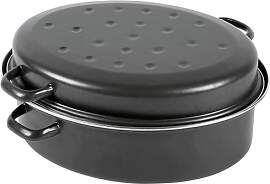 Krüger Gansbräter in schwarz aus Chrom, Emaille, 